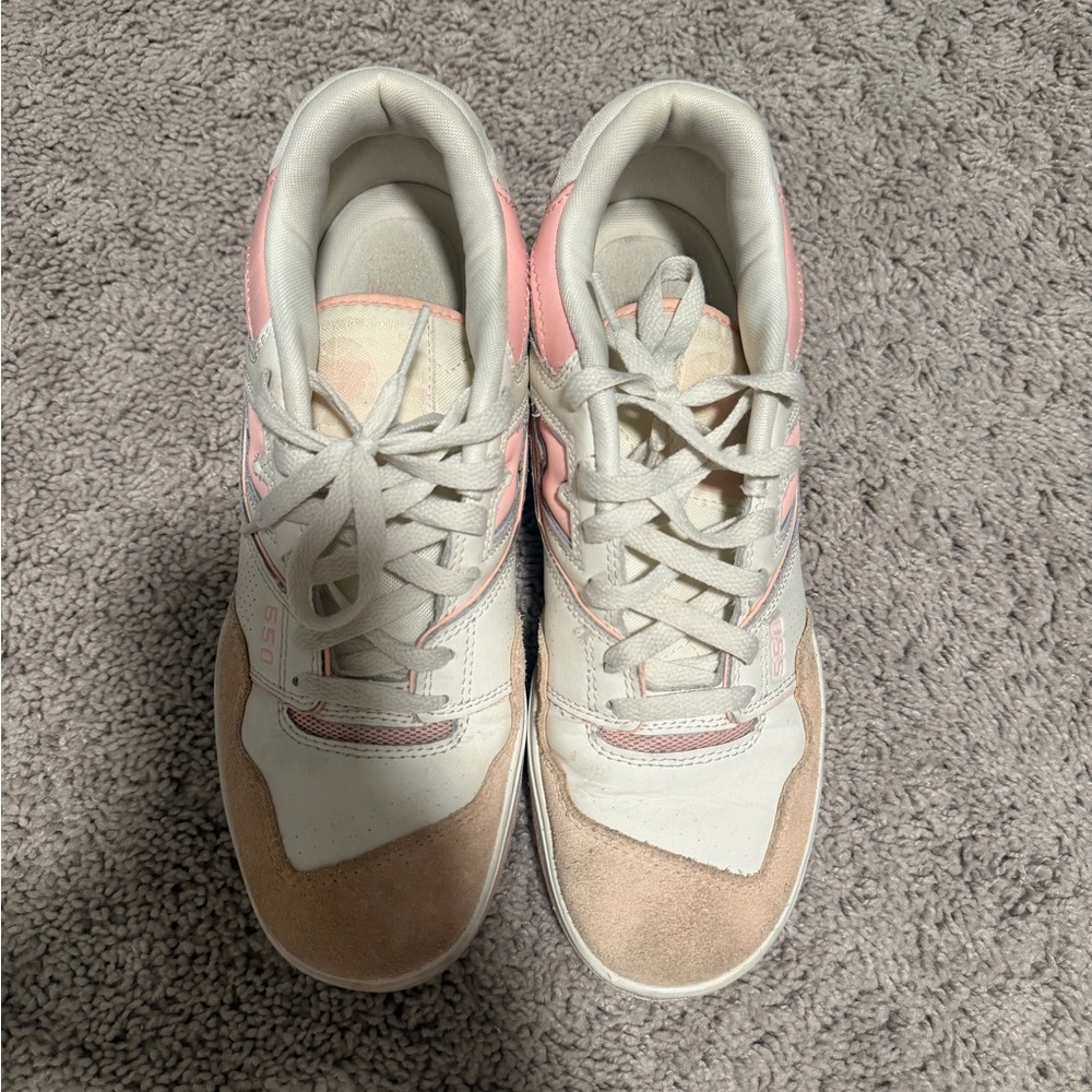 New Balance 550 Women's Pink, White, and Tan Sneakers